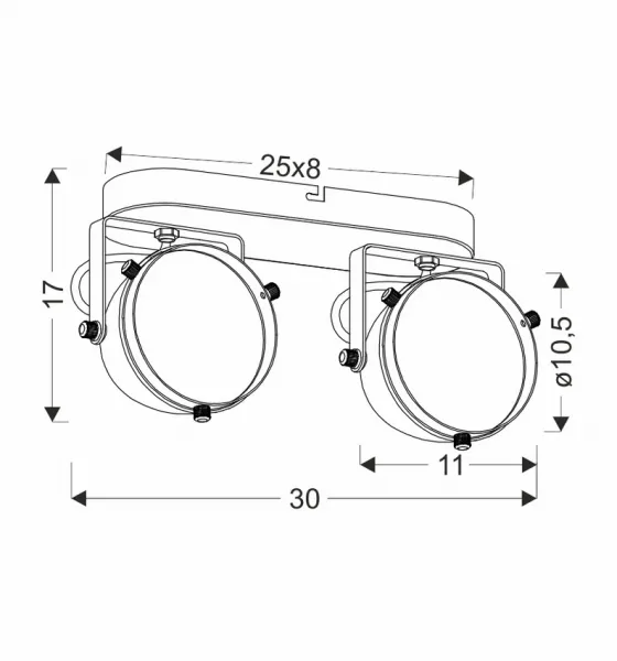 Stropná lampa Crazy 2x15W, čierna, tienidlo GU10, priehľadná