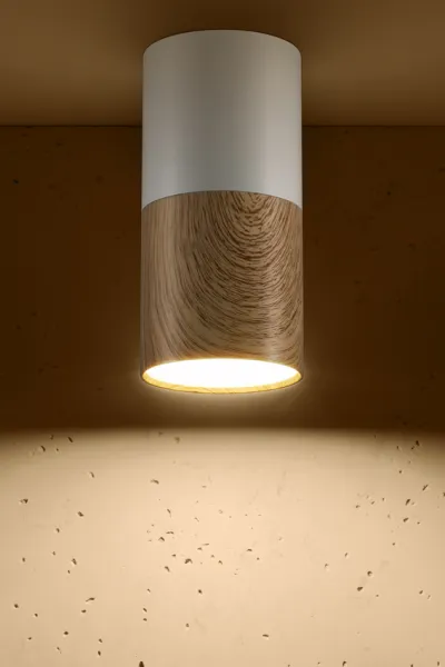 Stropné svietidlo biele/drevené GU10 25W trubica