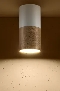 Stropné svietidlo biele/drevené GU10 25W trubica