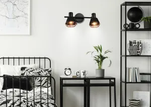 Nástenná/stropná lampa s čiernym medeným tienidlom 2xE14 40W Neria