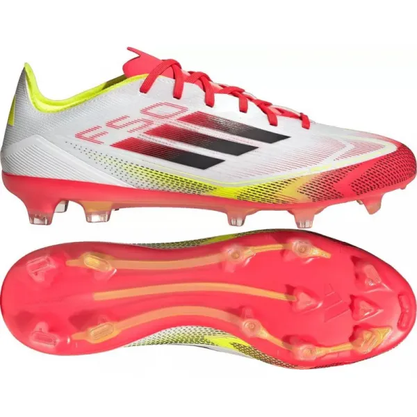 Pánske futbalové kopačky outdoorové ADIDAS F50 Pro M FG cloud white core black solar yellow