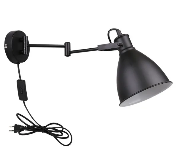 Nástenná lampa čierna nastaviteľná 1xE27 Espera