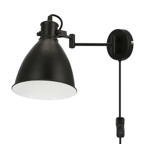 Nástenná lampa čierna nastaviteľná 1xE27 Espera