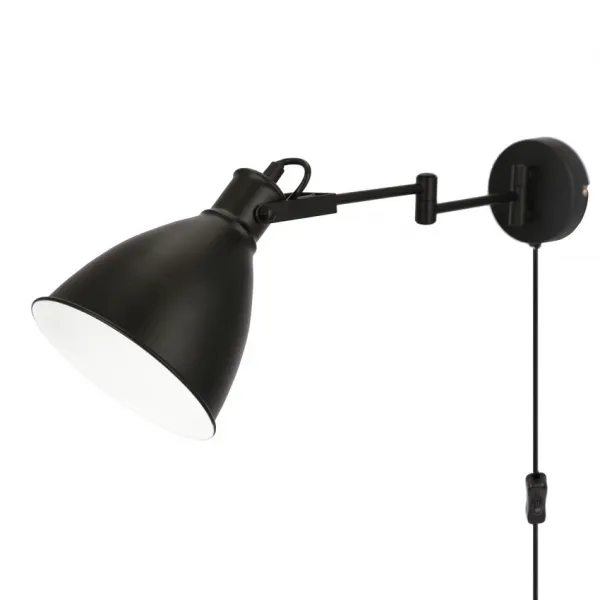 Nástenná lampa čierna nastaviteľná 1xE27 Espera