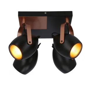 Čierno-medená nastaviteľná stropná lampa E14 4x40W Anica