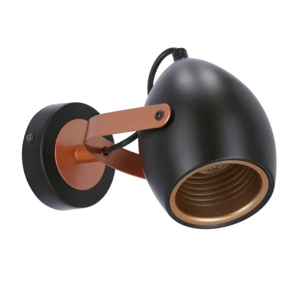 Čierno-medená nastaviteľná nástenná lampa E14 40W Anica