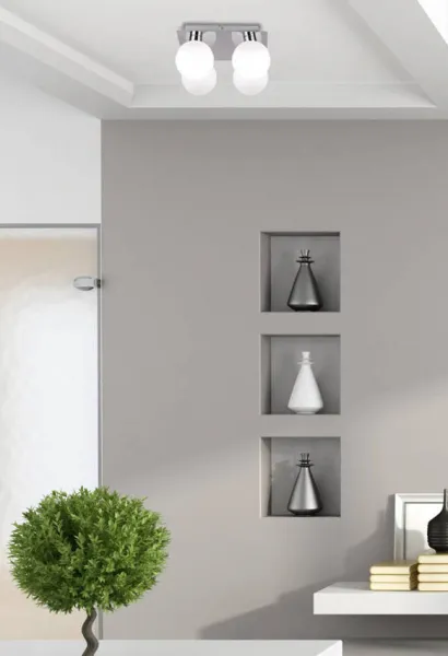 Stropná lampa s bielym tienidlom na guľu 4xG9 Oden