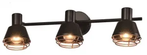 Nástenná/stropná lampa s čiernym medeným tienidlom 3xE14 40W Neria