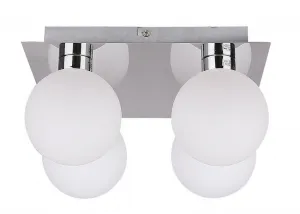 Stropná lampa s bielym tienidlom na guľu 4xG9 Oden
