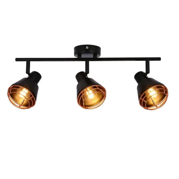 Nástenná/stropná lampa s čiernym medeným tienidlom 3xE14 40W Neria