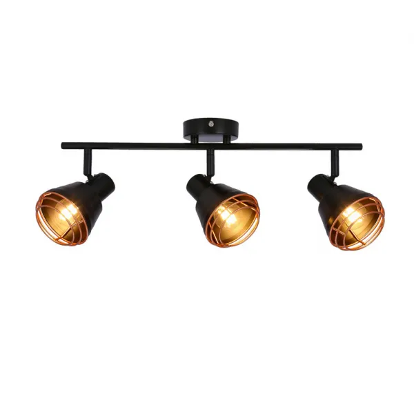 Nástenná/stropná lampa s čiernym medeným tienidlom 3xE14 40W Neria