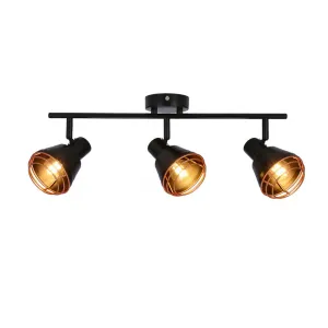 Nástenná/stropná lampa s čiernym medeným tienidlom 3xE14 40W Neria