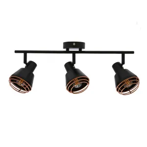 Nástenná/stropná lampa s čiernym medeným tienidlom 3xE14 40W Neria