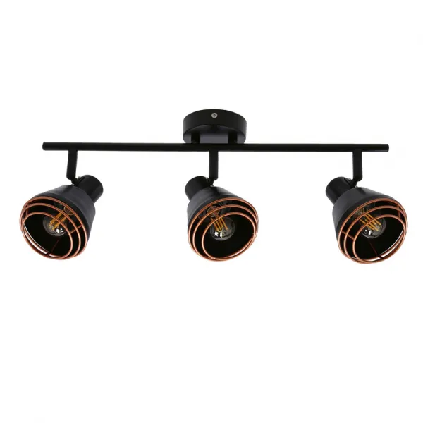Nástenná/stropná lampa s čiernym medeným tienidlom 3xE14 40W Neria