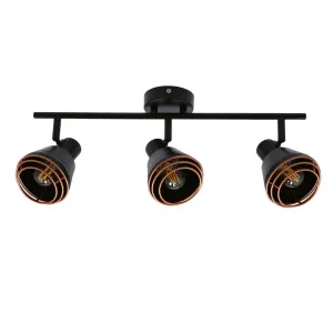 Nástenná/stropná lampa s čiernym medeným tienidlom 3xE14 40W Neria