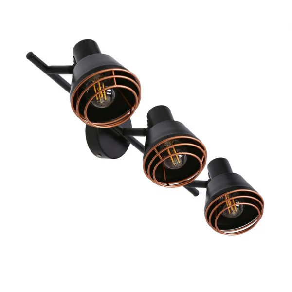 Nástenná/stropná lampa s čiernym medeným tienidlom 3xE14 40W Neria