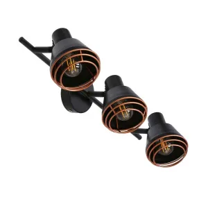Nástenná/stropná lampa s čiernym medeným tienidlom 3xE14 40W Neria