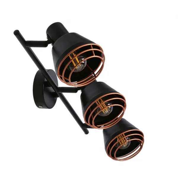 Nástenná/stropná lampa s čiernym medeným tienidlom 3xE14 40W Neria