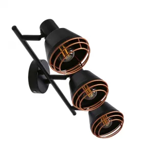 Nástenná/stropná lampa s čiernym medeným tienidlom 3xE14 40W Neria
