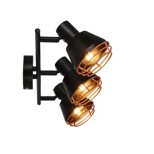 Nástenná/stropná lampa s čiernym medeným tienidlom 3xE14 40W Neria