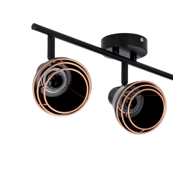Nástenná/stropná lampa s čiernym medeným tienidlom 3xE14 40W Neria