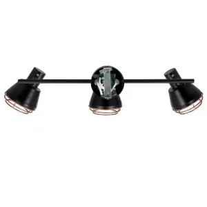 Nástenná/stropná lampa s čiernym medeným tienidlom 3xE14 40W Neria