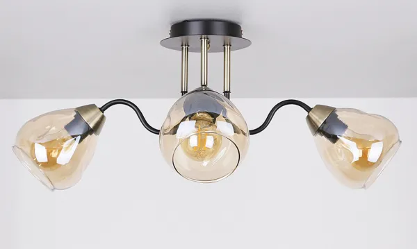 Čierno-zlatá dymová stropná lampa 3xE27 Unica