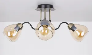 Čierno-zlatá dymová stropná lampa 3xE27 Unica