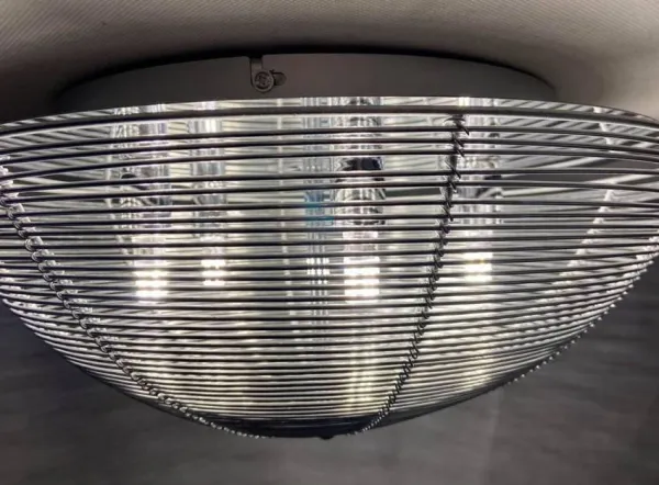 Strieborná okrúhla stropná lampa 5xG9