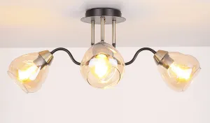 Čierno-zlatá dymová stropná lampa 3xE27 Unica
