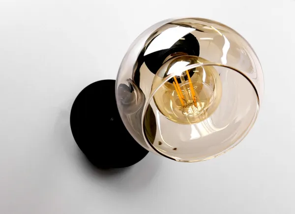 Nástenná lampa čierna/zlaté sklo dymové 1xE27 Unica