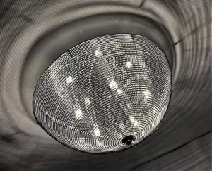 Strieborná okrúhla stropná lampa 5xG9
