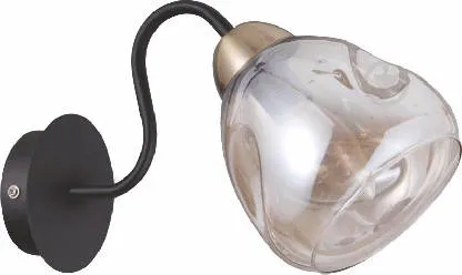 Nástenná lampa čierna/zlaté sklo dymové 1xE27 Unica