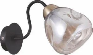 Nástenná lampa čierna/zlaté sklo dymové 1xE27 Unica