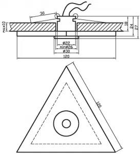 Stropné svietidlo chróm + saténové trojuholníkové G4 PO-04