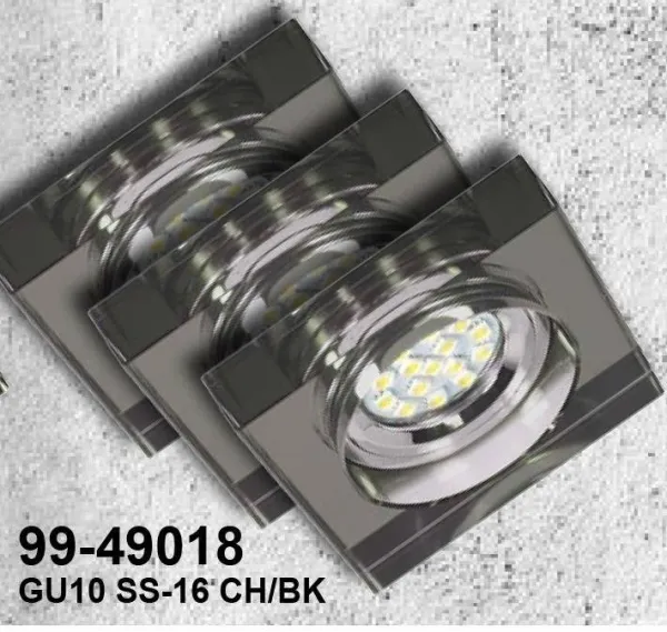 Sada 3 čiernych štvorcových LED stropných svietidiel SS-16
