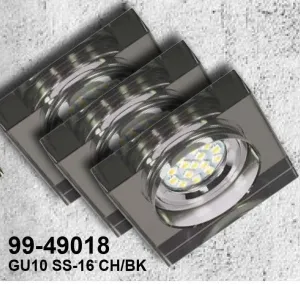 Sada 3 čiernych štvorcových LED stropných svietidiel SS-16