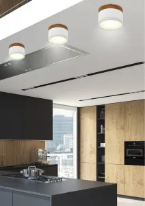 Stropné svietidlo biele/drevené LED 9W trubicové