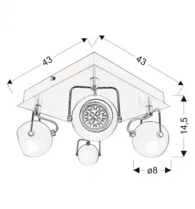 Stropné svietidlo Tony 4X3W LED Gu10 biele