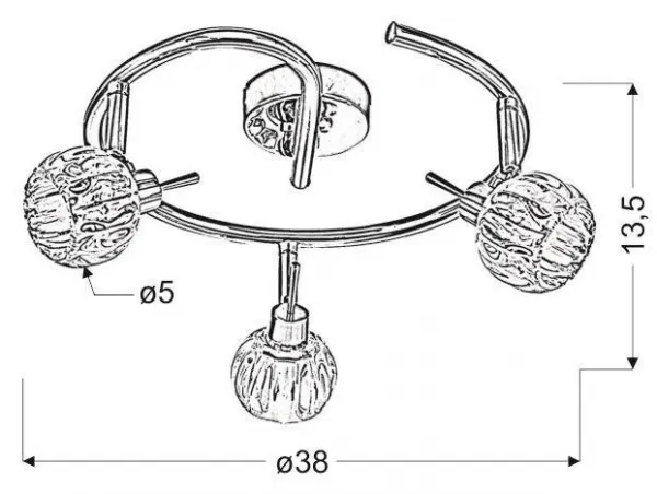 Špirálová stropná lampa 3xG9 38cm chróm