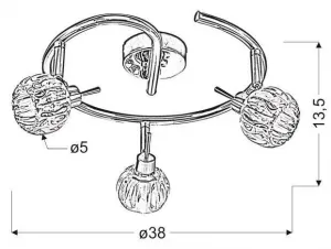 Špirálová stropná lampa 3xG9 38cm chróm
