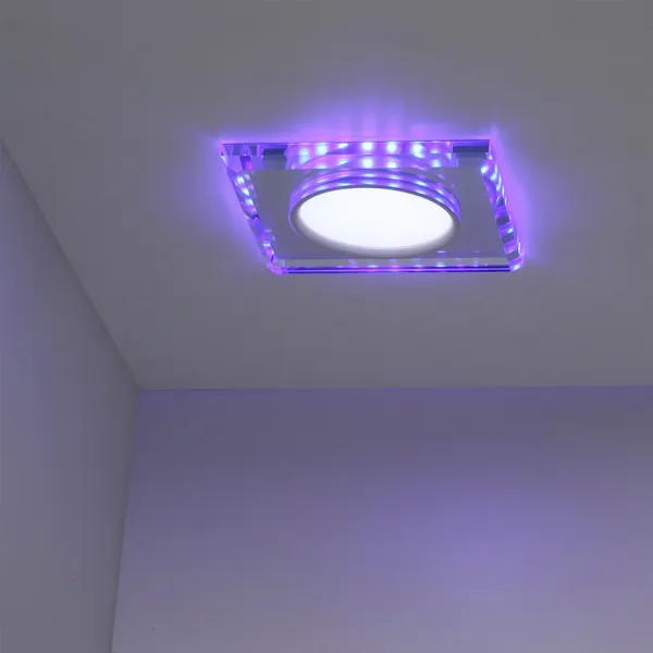 Stropné svietidlo chróm/modré štvorcové LED SSP-22