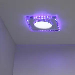 Stropné svietidlo chróm/modré štvorcové LED SSP-22