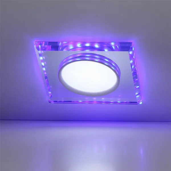 Stropné svietidlo chróm/modré štvorcové LED SSP-22