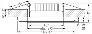 Stropné svietidlo chróm/modré štvorcové LED SSP-22