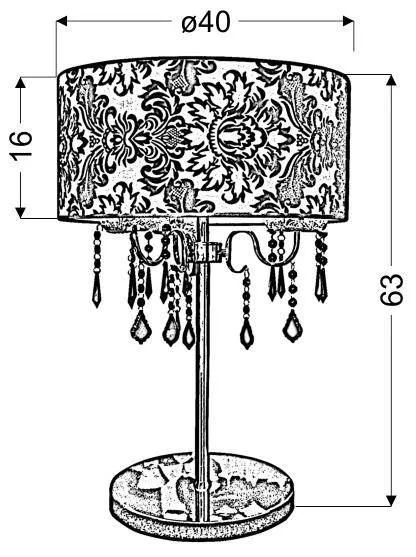 Stolová lampa červená čierna zamatová Astor