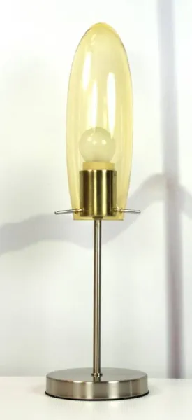 Sklenená stolová lampa, matný nikel, Melot