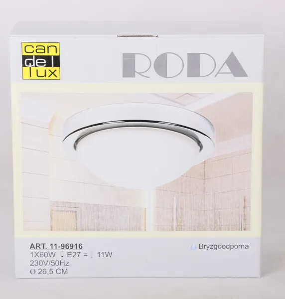 Stropné chrómové svietidlo do kúpeľne 28 cm IP44 60W E27 Roda 11-9691