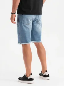 Trendy rifľové kraťasy s odreninami- modré- muži