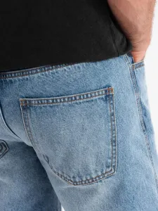 Trendy rifľové kraťasy s odreninami- modré- muži